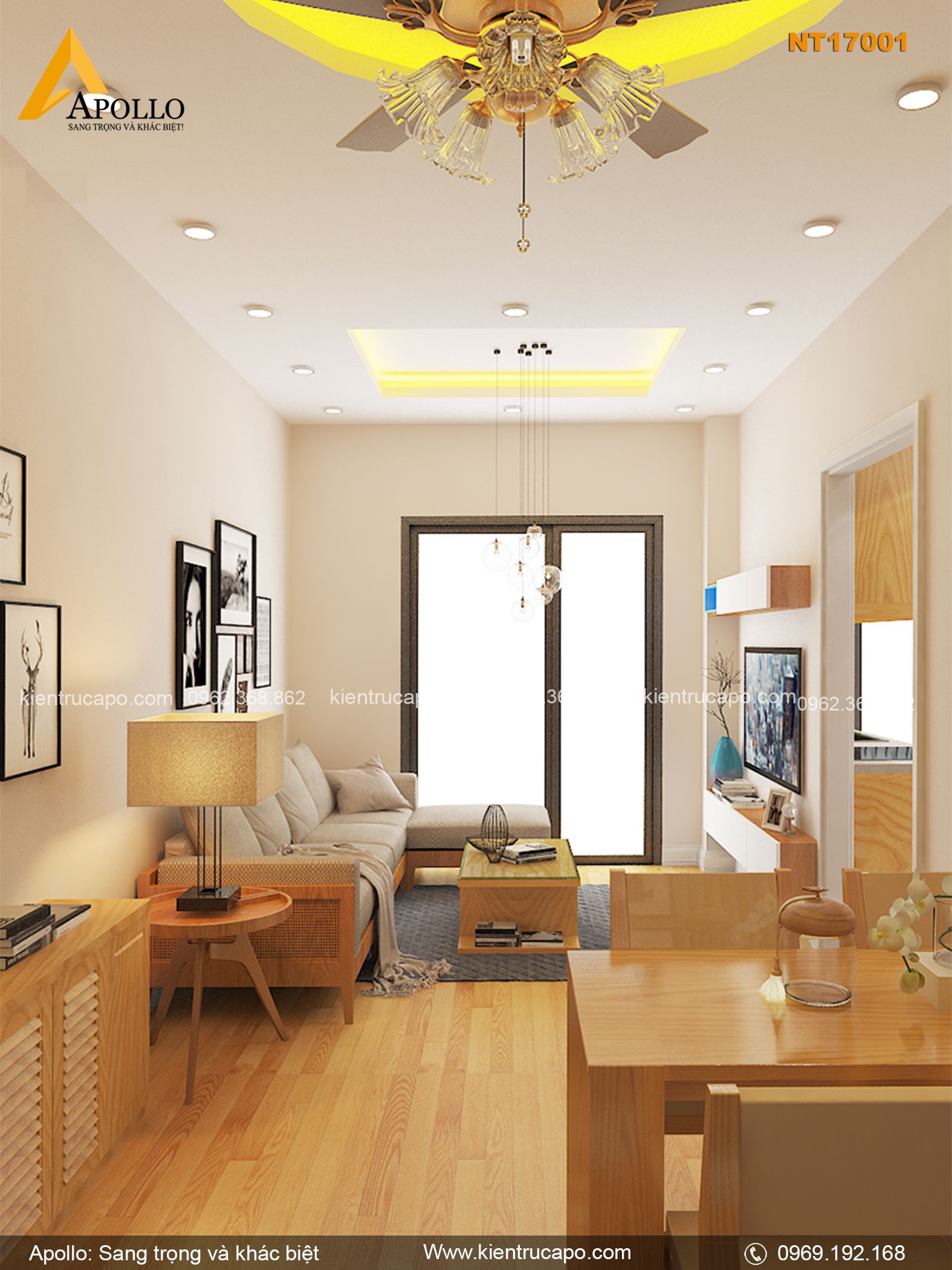 Thiết kế nội thất chung cư hiện đại trẻ trung (NT17001)